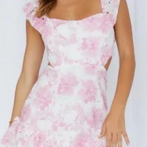 Pink and White Floral Dress